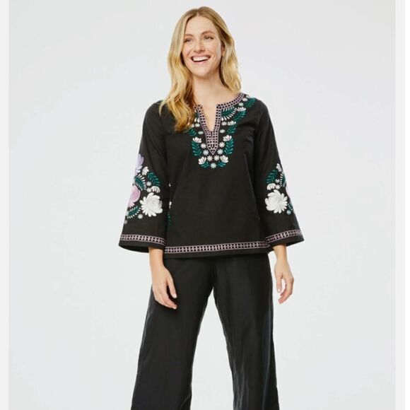 Roller Rabbit Lucena Embroidered Julia Top NWT - Picture 1 of 12
